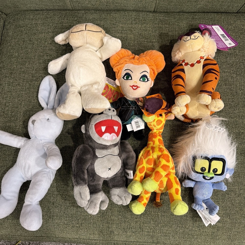 Plush Toy Lot Trolls Bunny Monkey Giraffe Tiger Doll 7pc Bundle